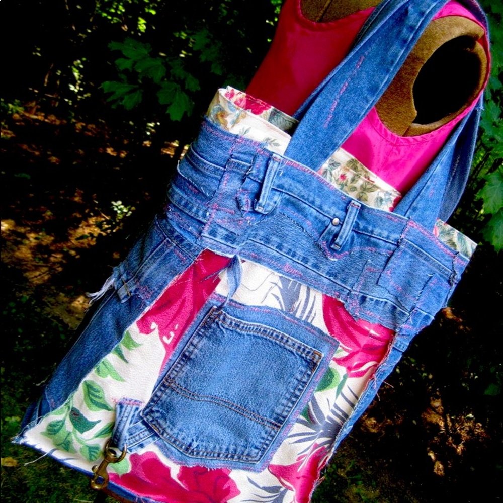 Vintage BarkCloth MuMu Style Tote